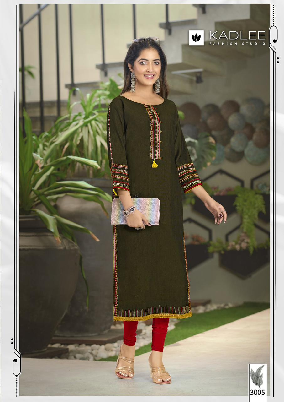 Aarvi By Kadlee Viscose Weaving Designer Kurtis Suppliers In India